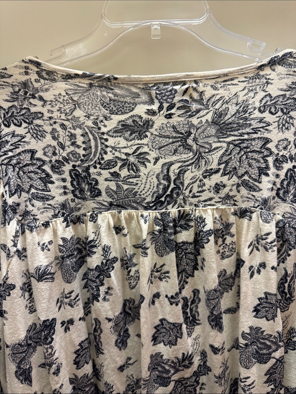 Wonderly Cream Blouse with Black Floral Print - Picture 9 of 10